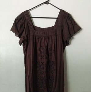 Brown Dress with Black Embroidery